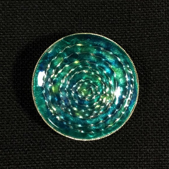 Blue & Green Enamel Brooch - Picture 1 of 2